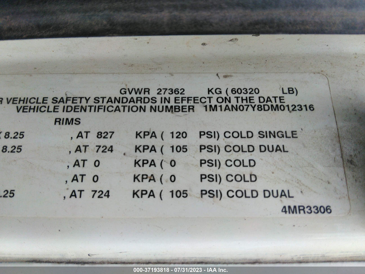 2013 MACK CXU613 RATIO 3.91 - Second Truck Parts