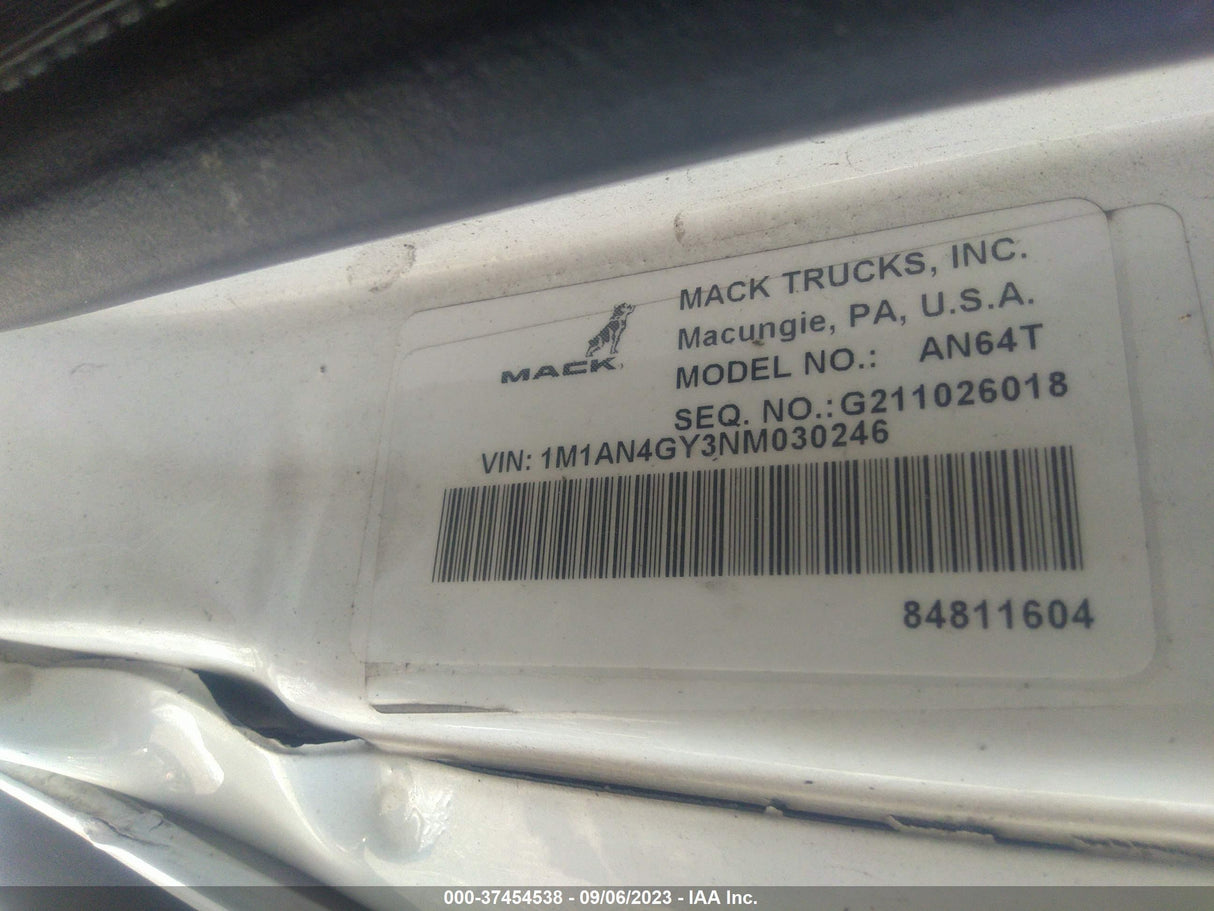 2022 MACK ANTHEM RATIO 2.64 - Second Truck Parts