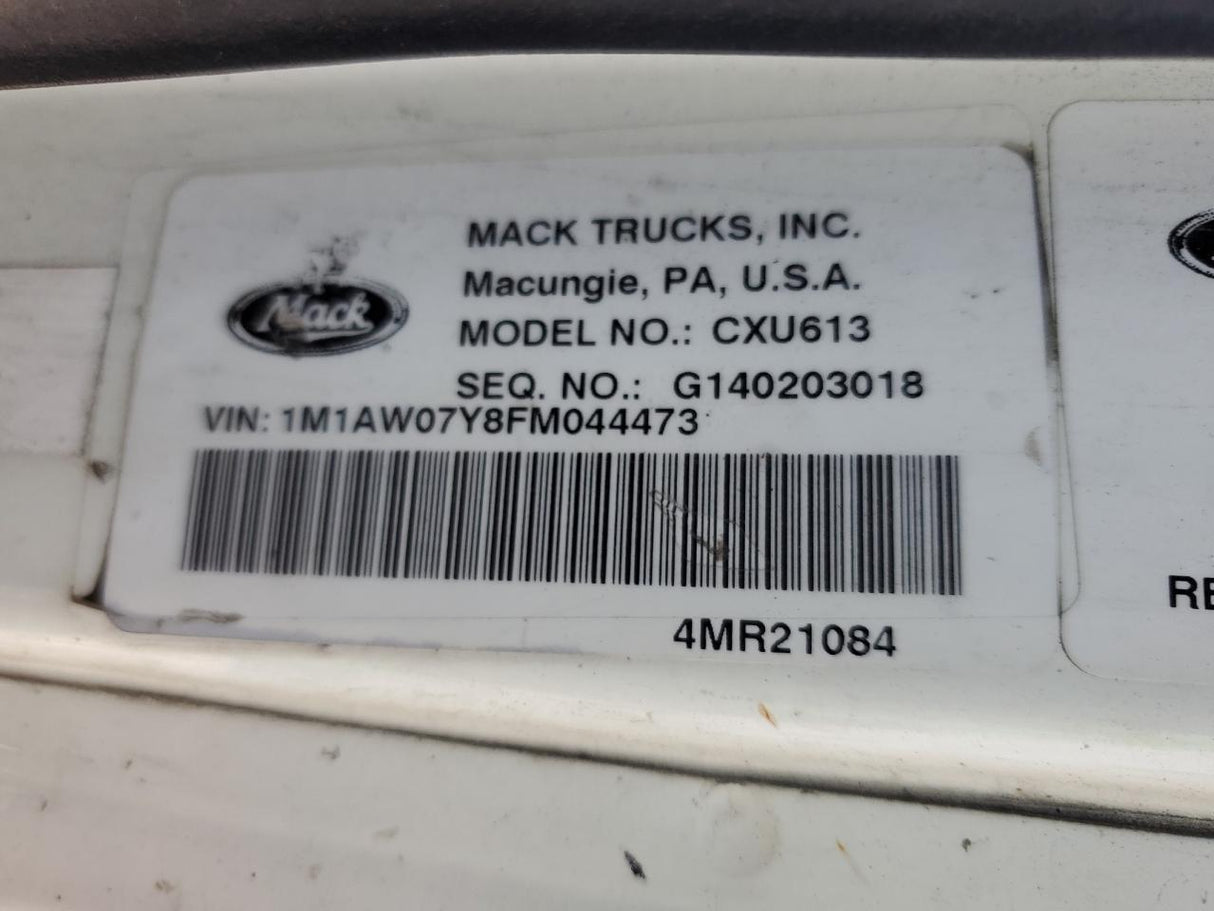 2015 MACK CXU613 RATIO 3.36 - Second Truck Parts