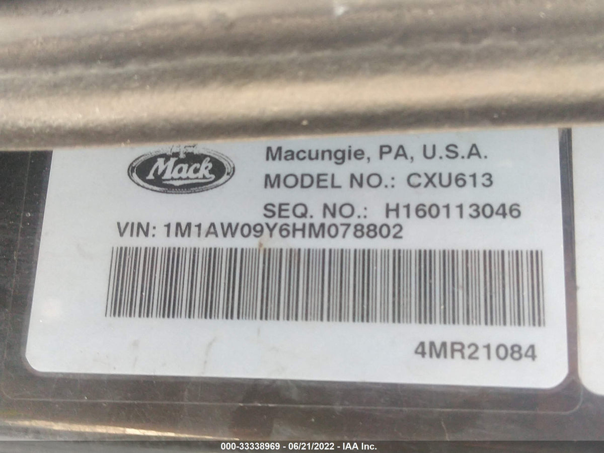 2017 Mack RATIO 3.36 - Second Truck Parts