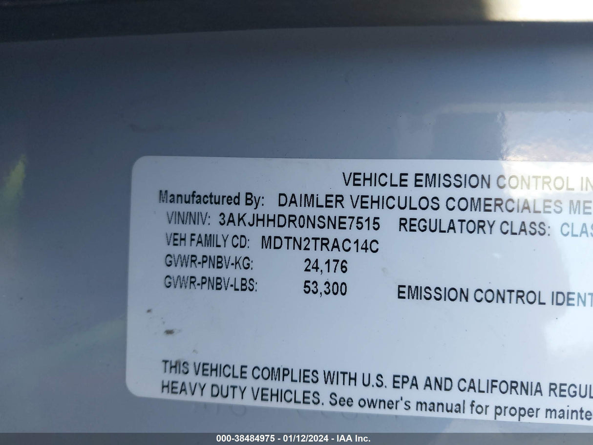 2022 Freightliner Cascadia - Second Truck Parts