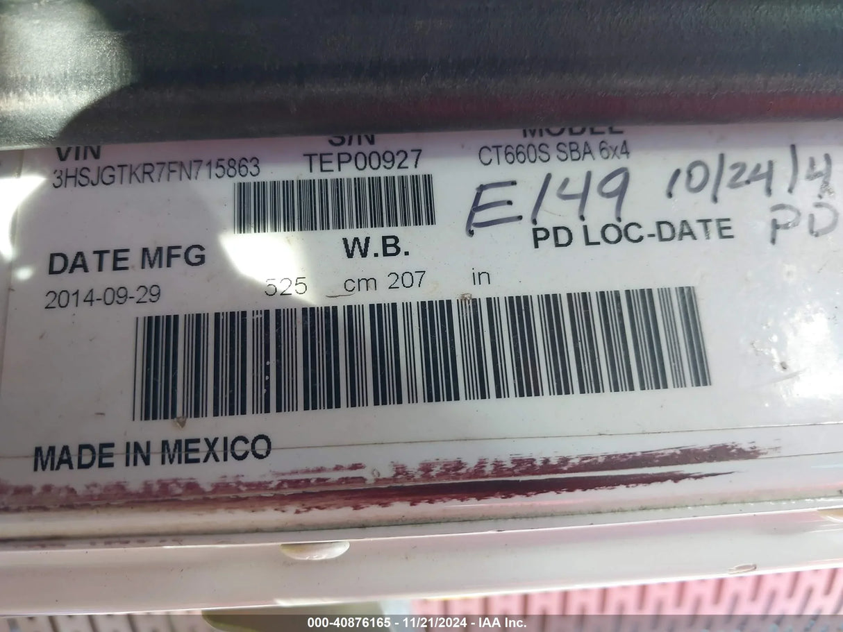 2015 International 660S - Second Truck Parts