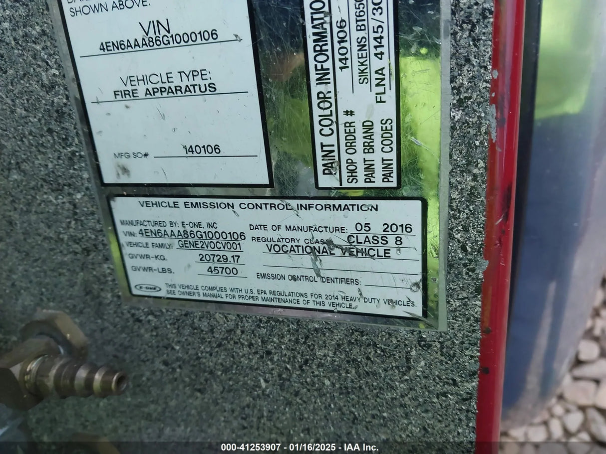 2016 E-ONE Fire Truck - Second Truck Parts