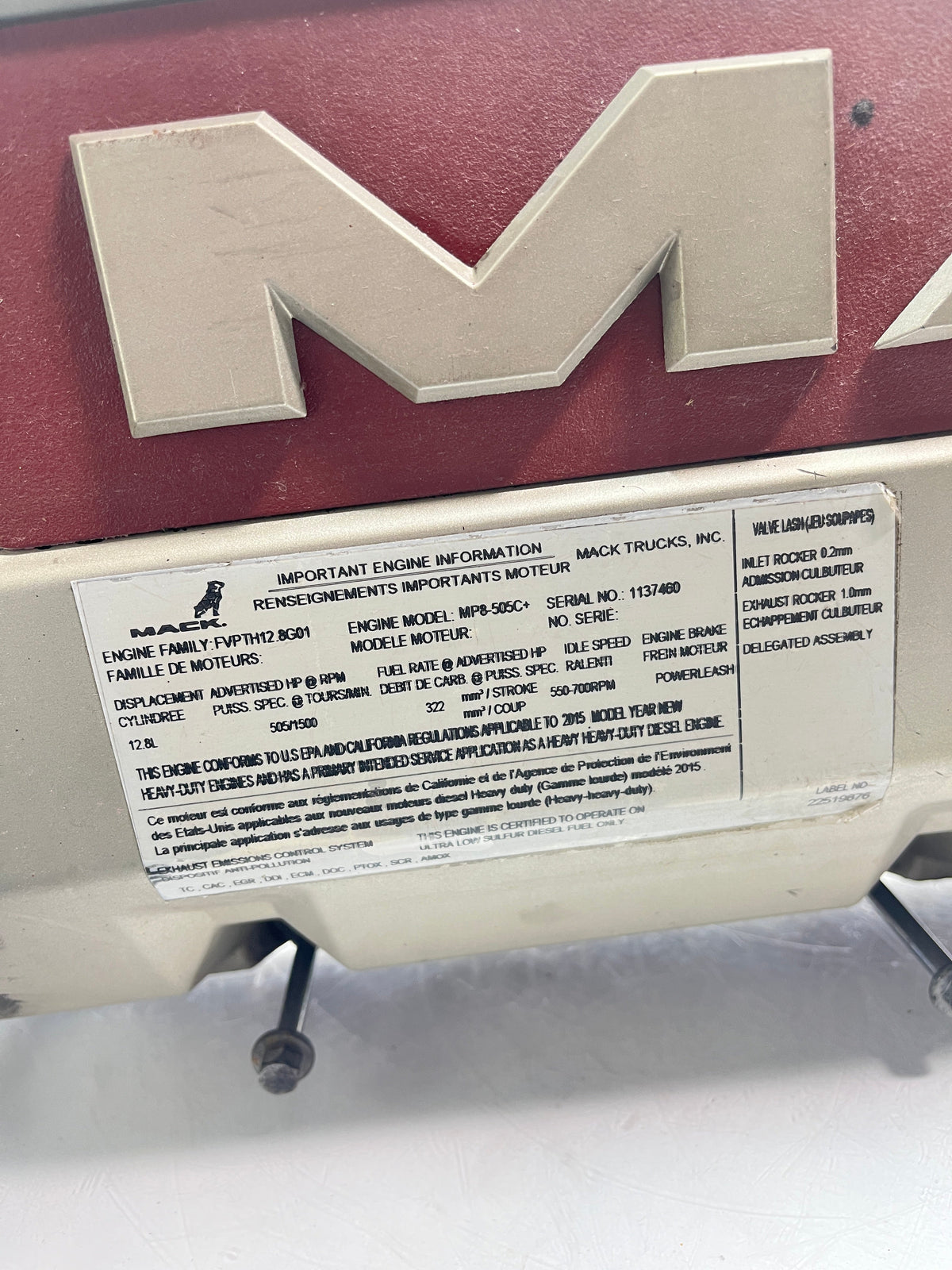 21868353 Genuine Mack Engine Valve Cover MP8 - Valves