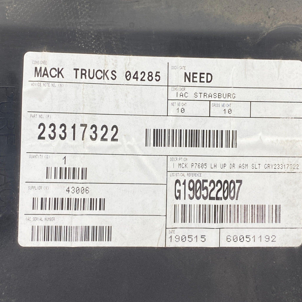 23317322 Genuine Volvo LH Driver Side Door Interior Panel - Second Truck Parts