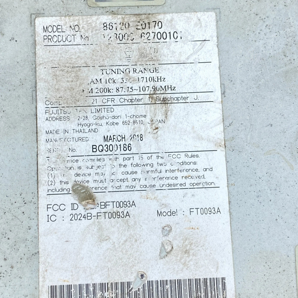 86120-E0170 Genuine Hino Radio - Second Truck Parts