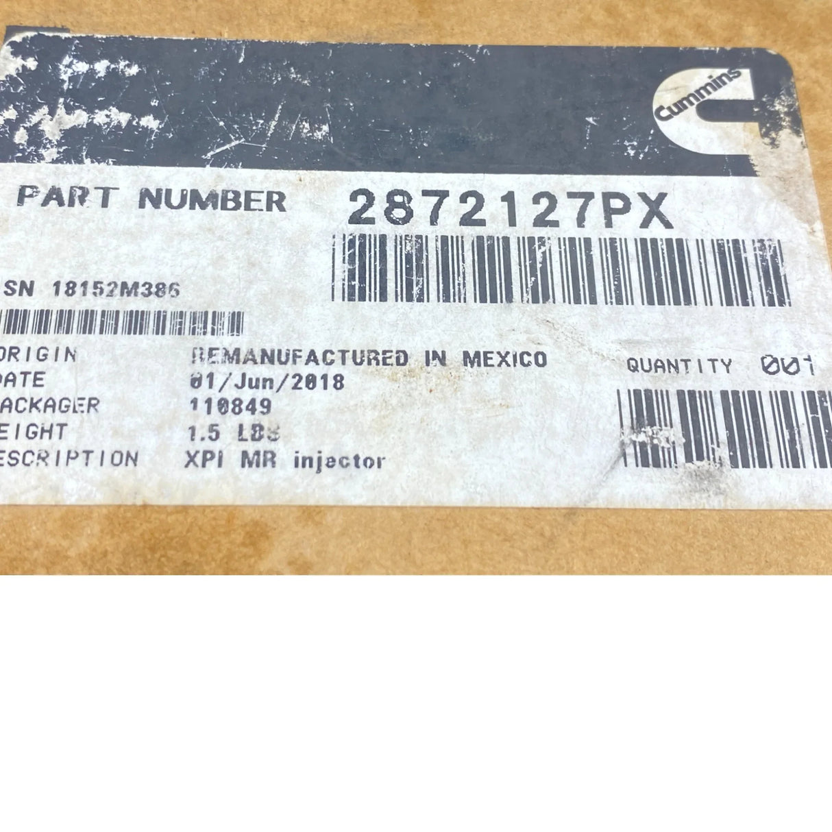 2872127PX Genuine Cummins Fuel Injector - Second Truck Parts