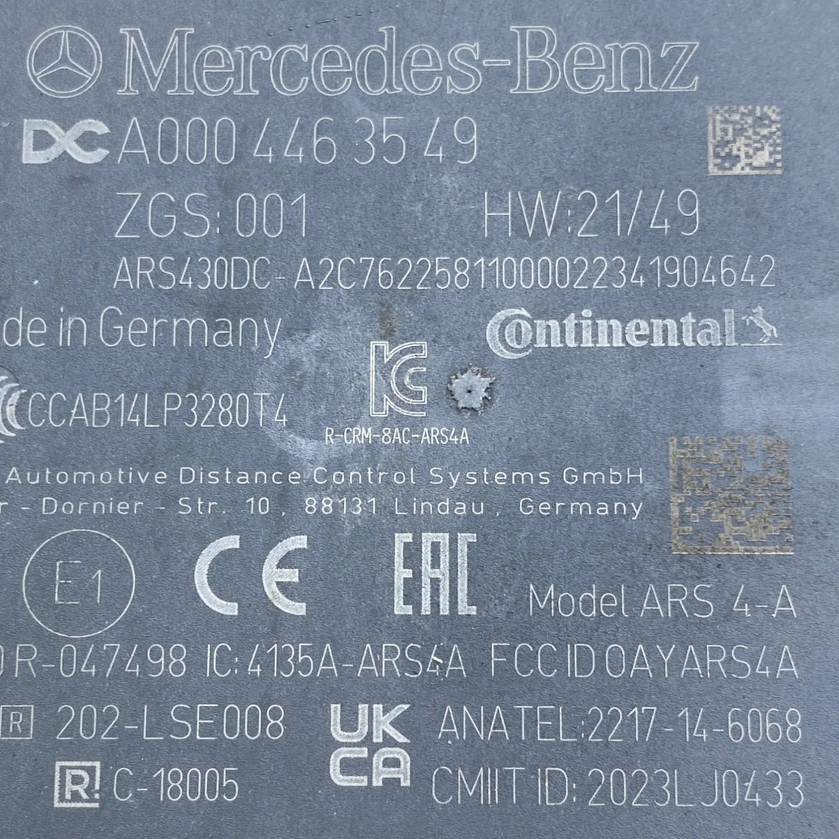 A0004463549 Genuine Mercedes-Benz Distance Radar Control Unit - Second Truck Parts