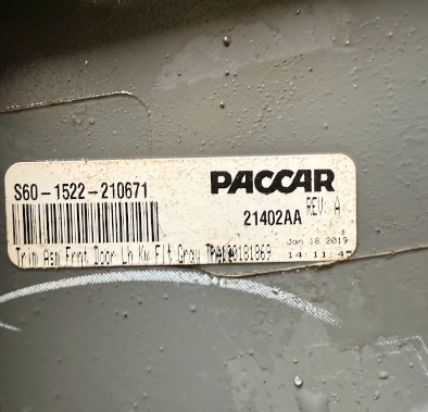 S60-1522-210671 Genuine Kenworth Left Side Door Interior Panel - Second Truck Parts
