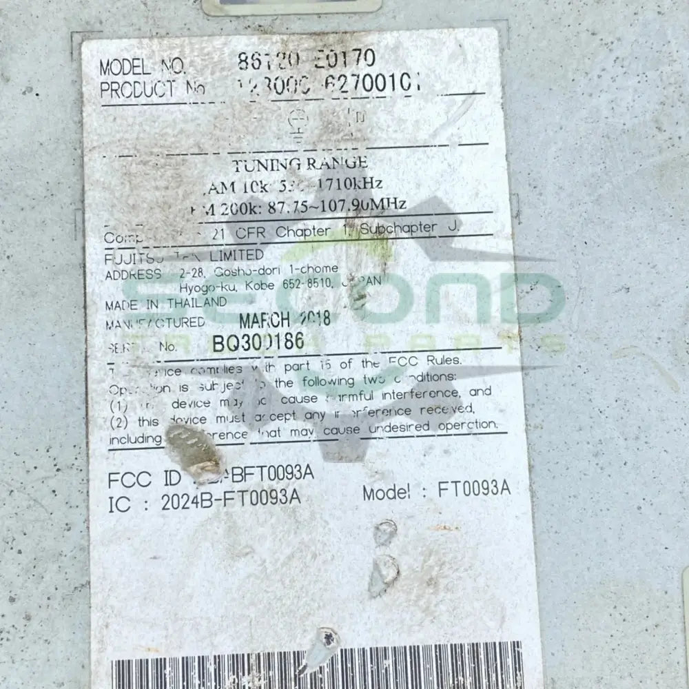86120-E0170 Genuine Hino Radio - Second Truck Parts
