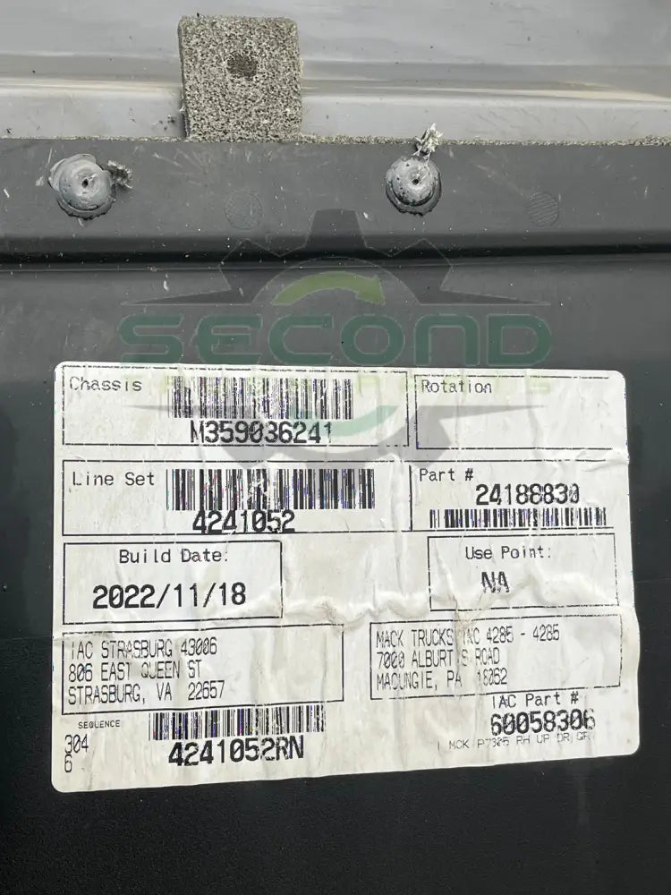8275984401 Genuine Mack Interior Door Panel - Second Truck Parts