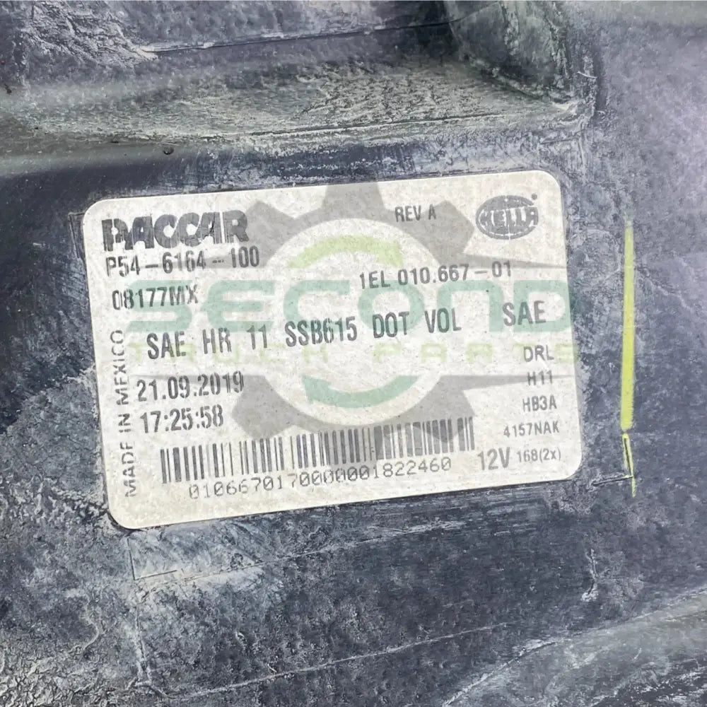 P54-6164-100 Genuine Paccar Left Side Halogen Headlight Assy - Second Truck Parts