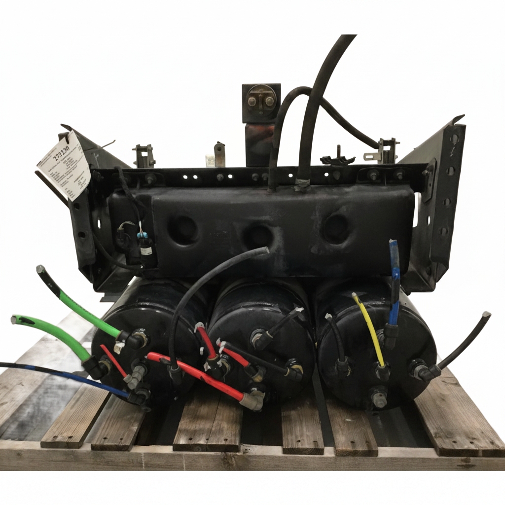 Volvo VNL steel battery box with x3 steel air tanks 21043167 OEM - Second Truck Parts