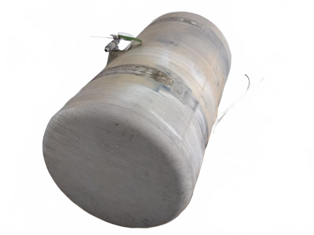Aluminum RH fuel tank measures 25" x 49" 100 gallon with rear - Second Truck Parts