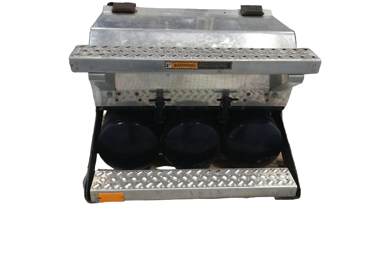 Mack Frame mounted battery box assembly with 3 steel air tanks OEM - Second Truck Parts