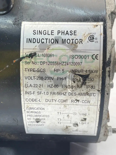 108061 Genuine Vevor Air Compressor Electric Motor RPM 3450 HZ 60 - Air Brake Compressors