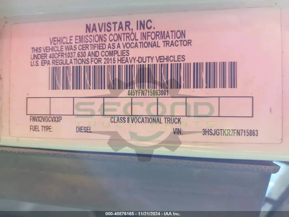 2015 International 660S - Second Truck Parts