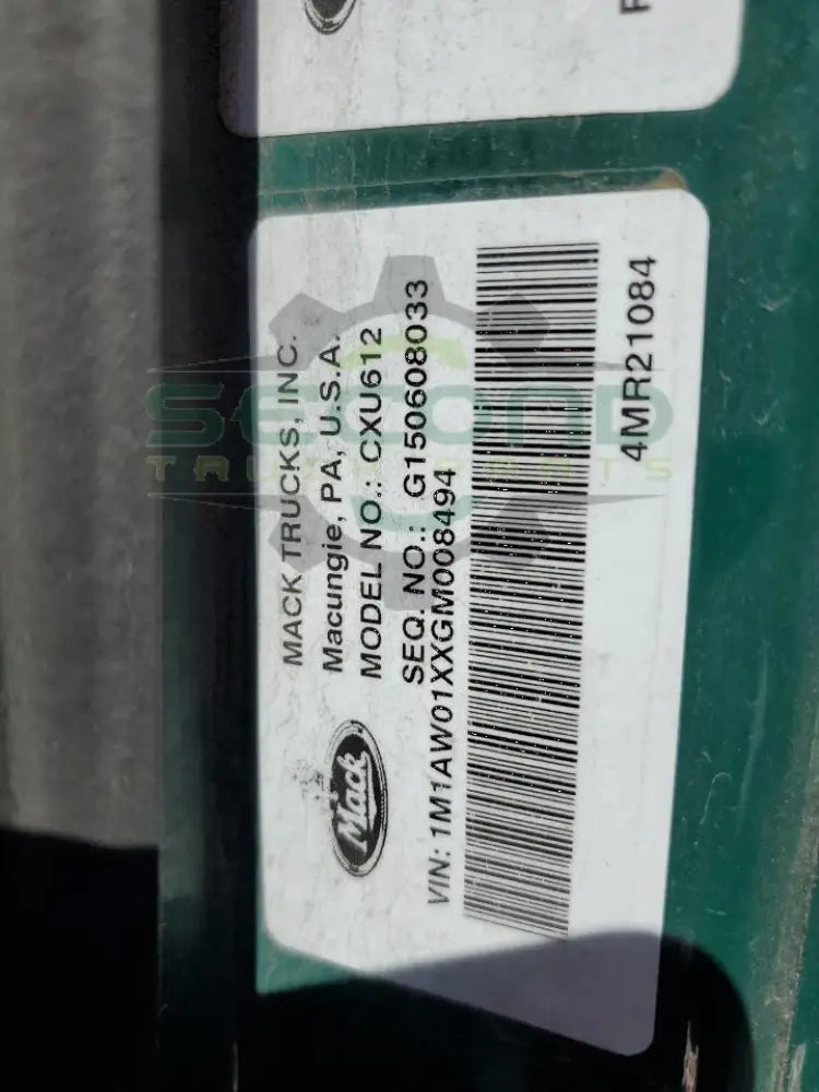 2016 MACK CXU600 RATIO 2.67 - Second Truck Parts
