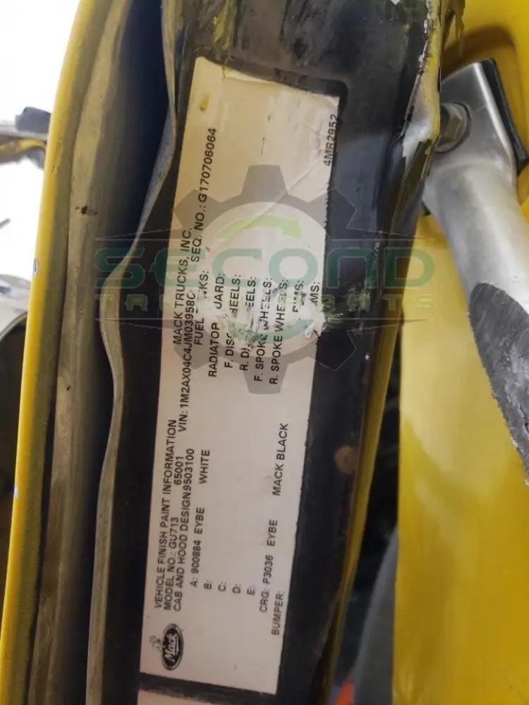 2018 MACK GU713 RATIO 4.8 - Second Truck Parts