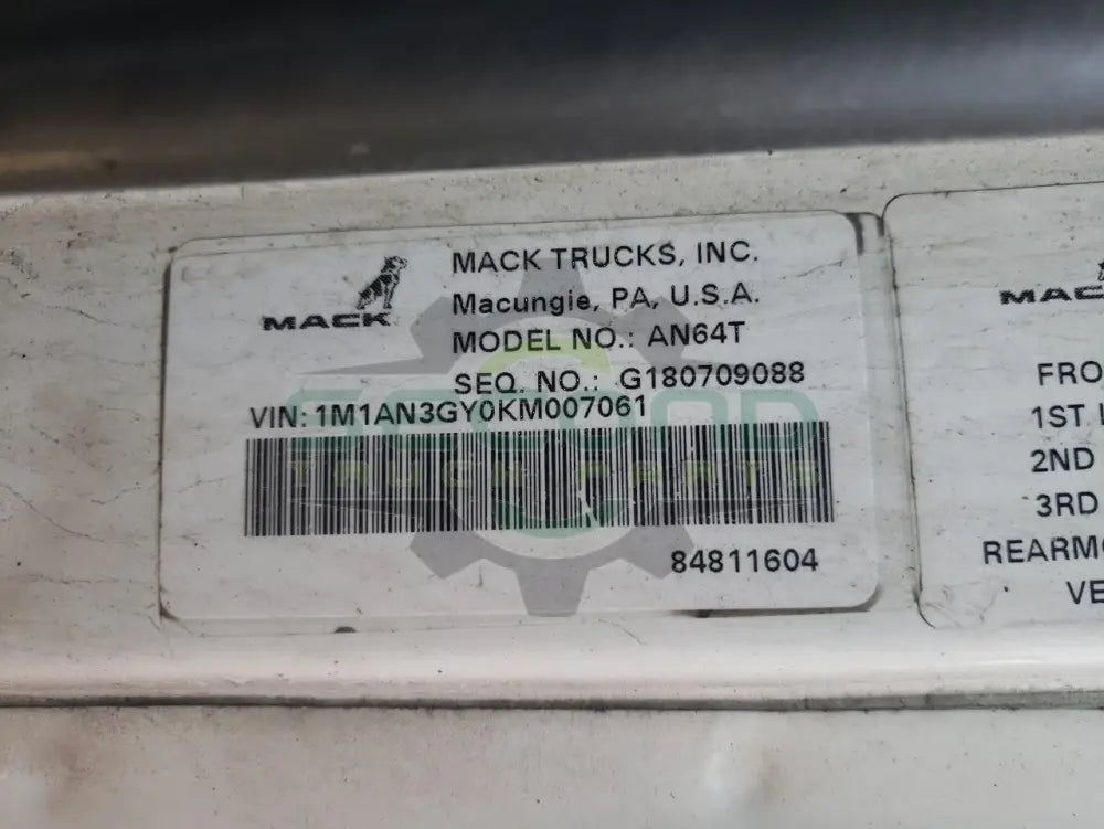 2019 Mack Anthem White - Second Truck Parts