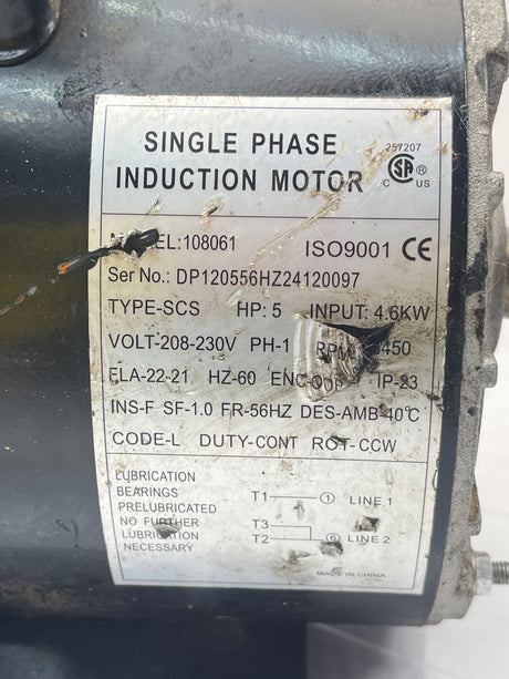 108061 Genuine Vevor Air Compressor Electric Motor RPM 3450 HZ 60
