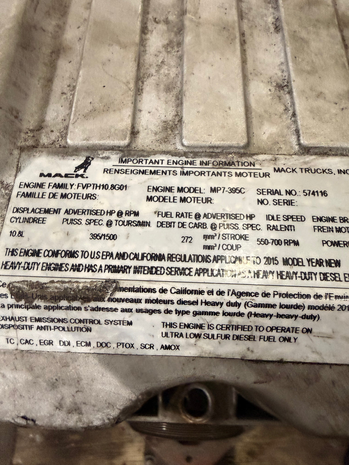 Genuine Mack Engine CXU 613 2015