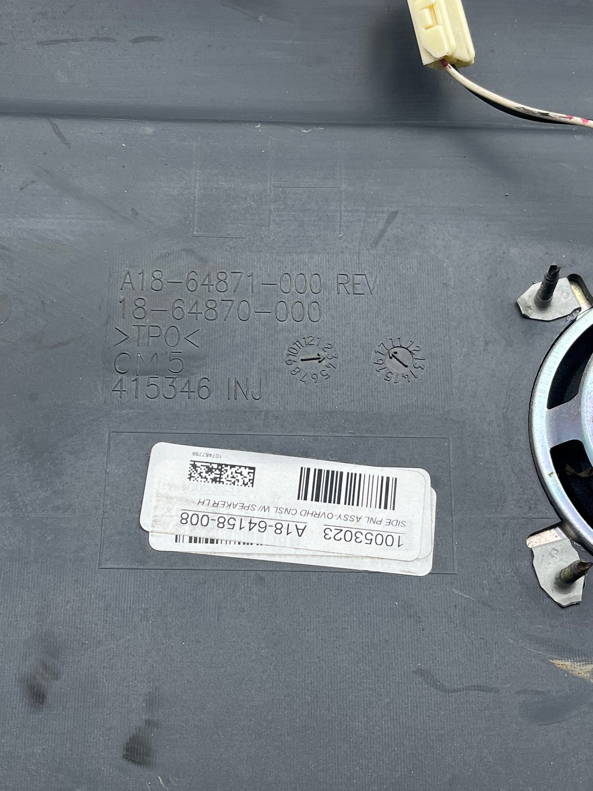 18-64870-000 Genuine Freightliner Left Hand Overhead Console Side Panel