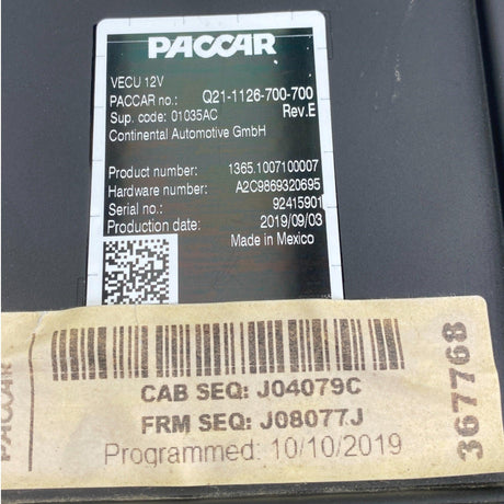 Q21-1126-700-700 Genuine Paccar VECU Control Module - Second Truck Parts