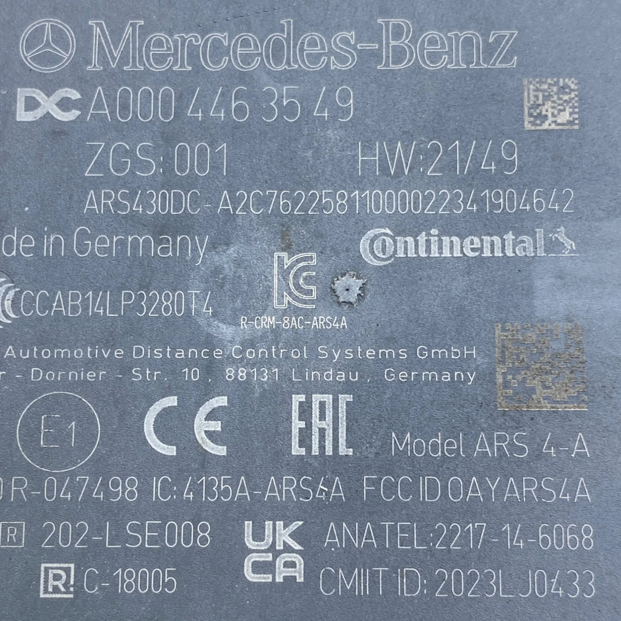 A0004463549 Genuine Mercedes-Benz Distance Radar Control Unit