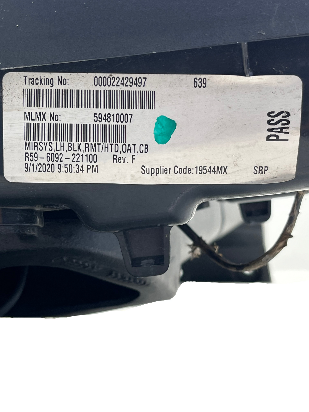 563.59039 Genuine Kenworth Left Hand Black Aero Mirror