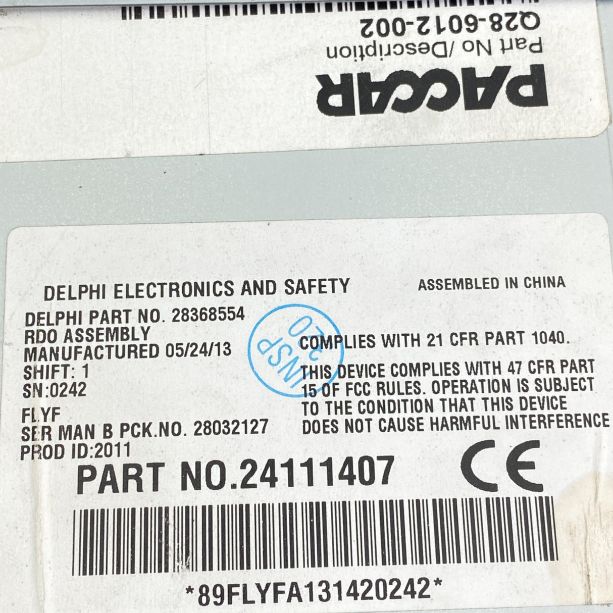24111407 Genuine Paccar Radio