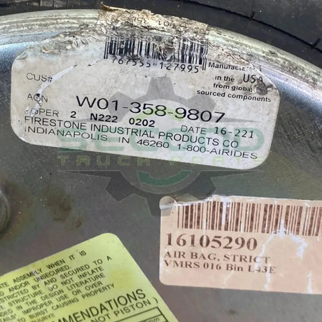 W01-358-9807 Genuine Firestone Air Spring - Second Truck Parts