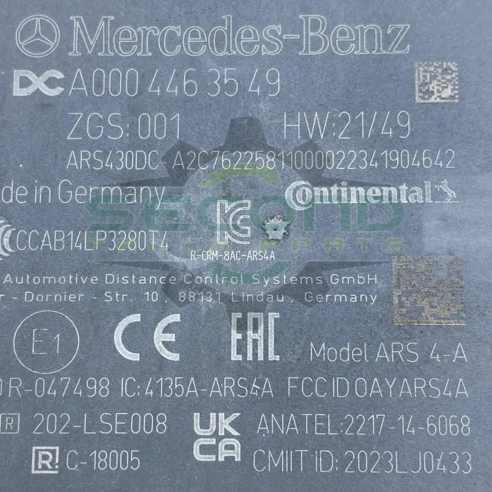 A0004463549 Genuine Mercedes-Benz Distance Radar Control Unit - Second Truck Parts