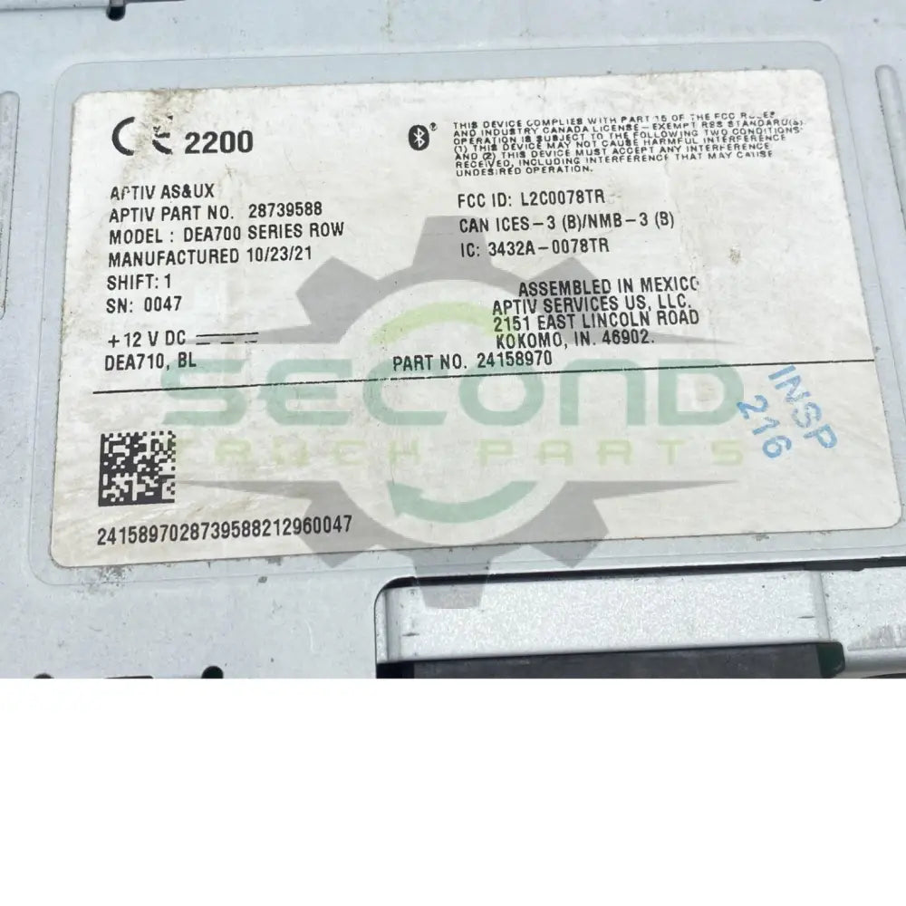 PP1071807103211200 Genuine Paccar Radio DEA710 - Second Truck Parts