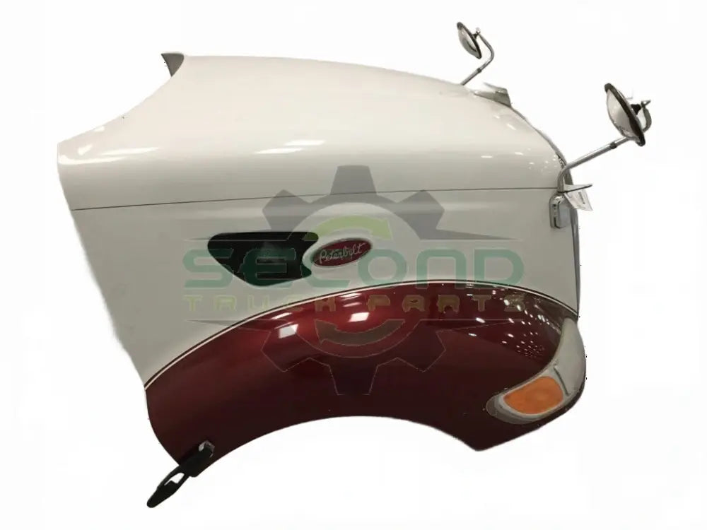 Groomed Pete387 hood with spot mirrors OEM - Second Truck Parts