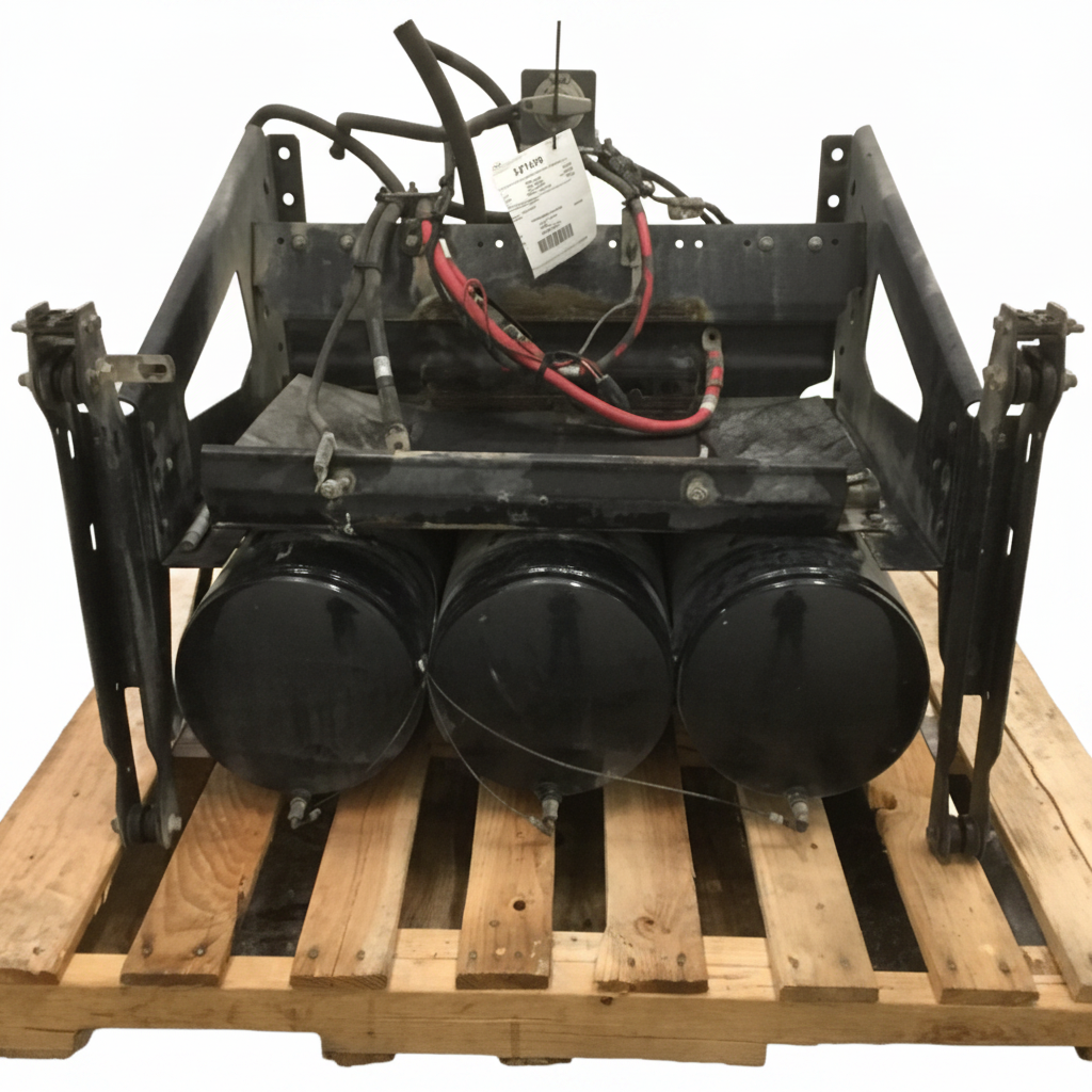 Volvo Steel battery box shelf 21043167 with x3 steel air tanks x2 DDD3 - Second Truck Parts