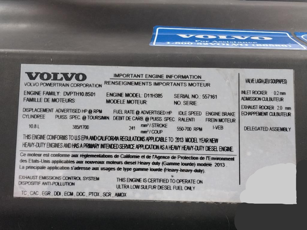 Volvo D11H US10 / OBD13 engine rated at 385 hp OEM 22233137 - Second Truck Parts